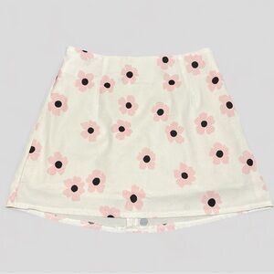 princess polly pink and white floral mini skirt